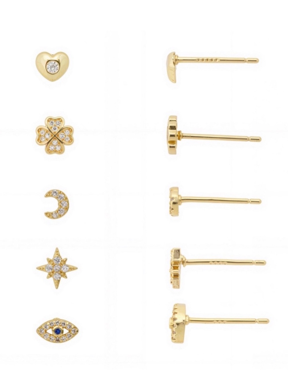 NIB Unwritten Gold Plated Celestial Stud Earring Set - 5 Pairs